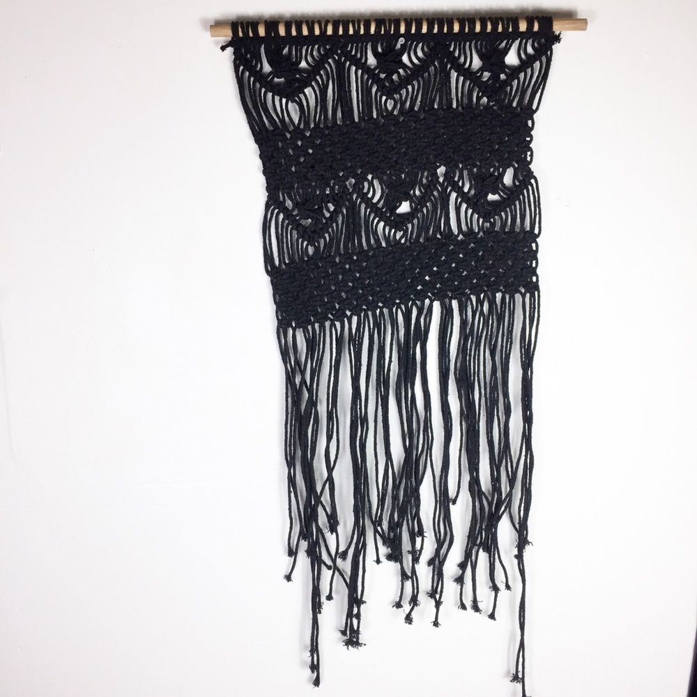 Macrame Black Boho Wall Hanging Minimalist Decor